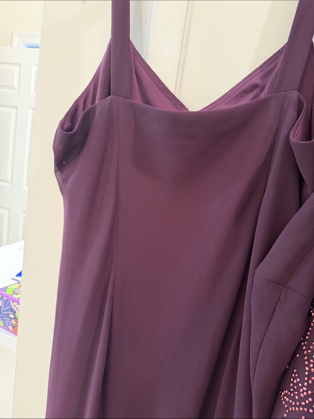 R & M Richards Deep Plum Beaded Evening Maxi with Sheer Jacket Mother of Bride - Picture 11 of 14